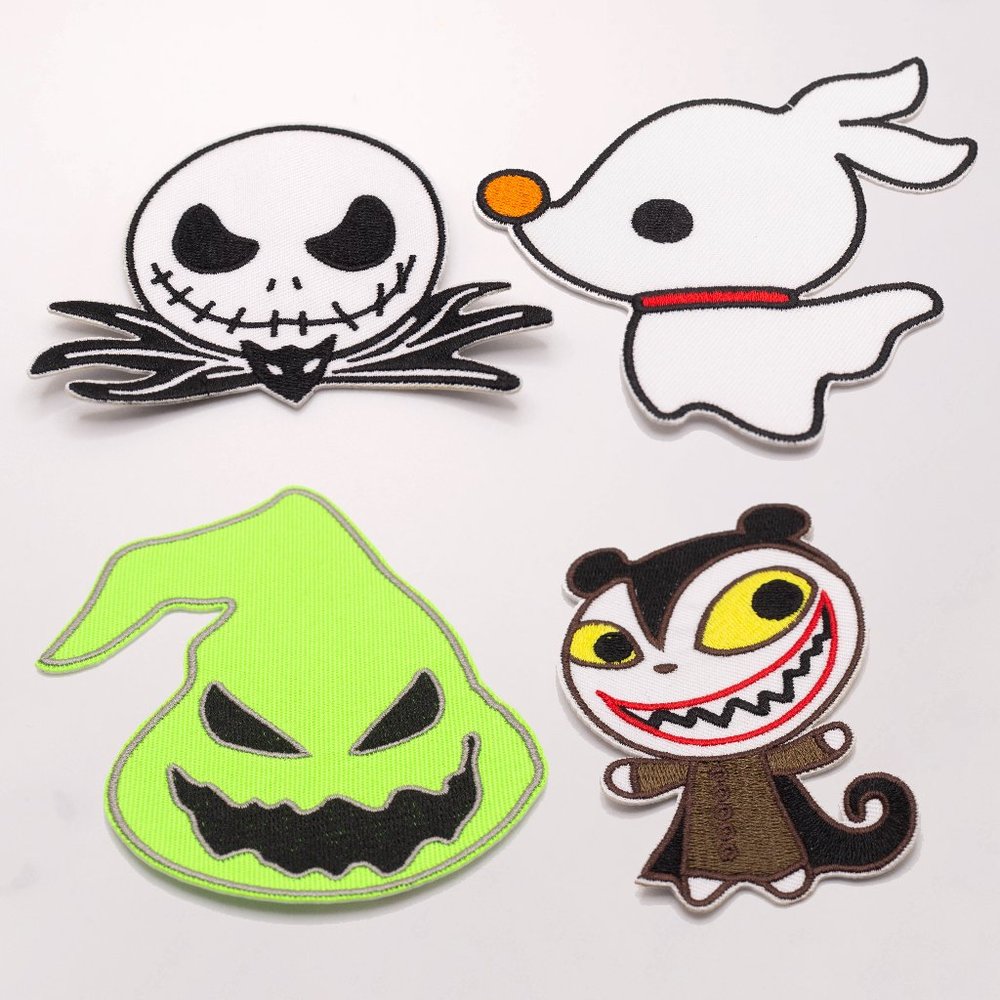 Disney The Nightmare Before Christmas Set of 4 Iron on Patches, New